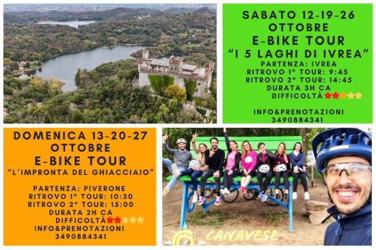 Sabato 12 e sabato 19 Ottobre 2024 E-BIKE TOUR: I 5 Laghi di Ivrea